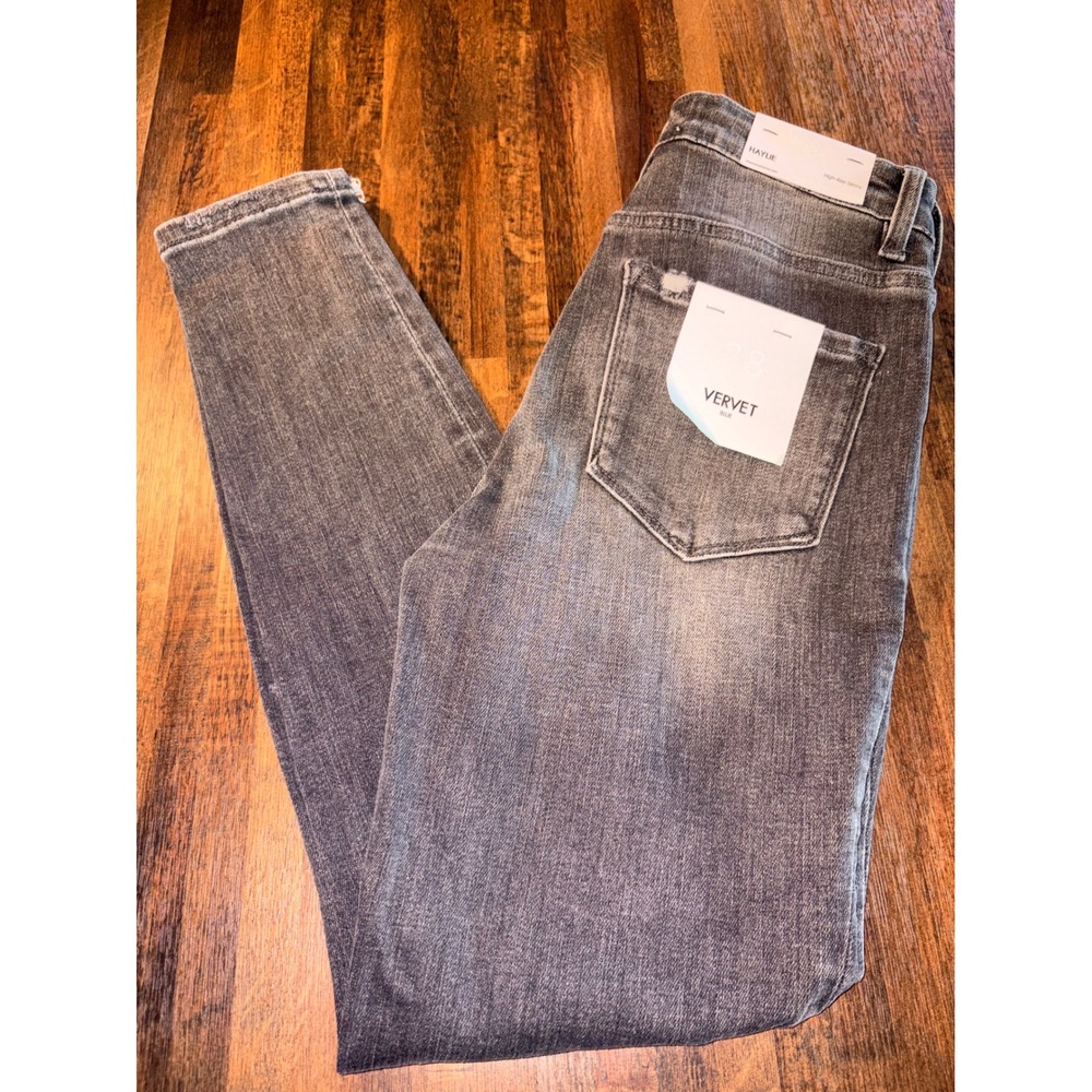 Vervet Blue Haylie High Rise Skinny Distressed Grey‎ Jeans T5061 Size 28 NWT
